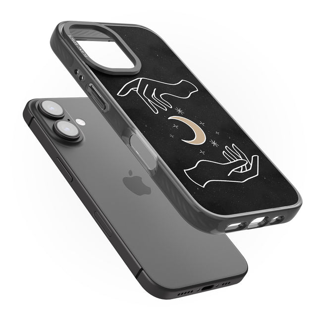 iPhone 16 Pro Max Hands Surrounding Moon Black Impact Phone Case