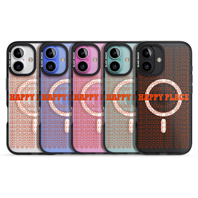 iPhone 16 Pro Max Happy Place (Orange) Black Impact Phone Case + Magsafe