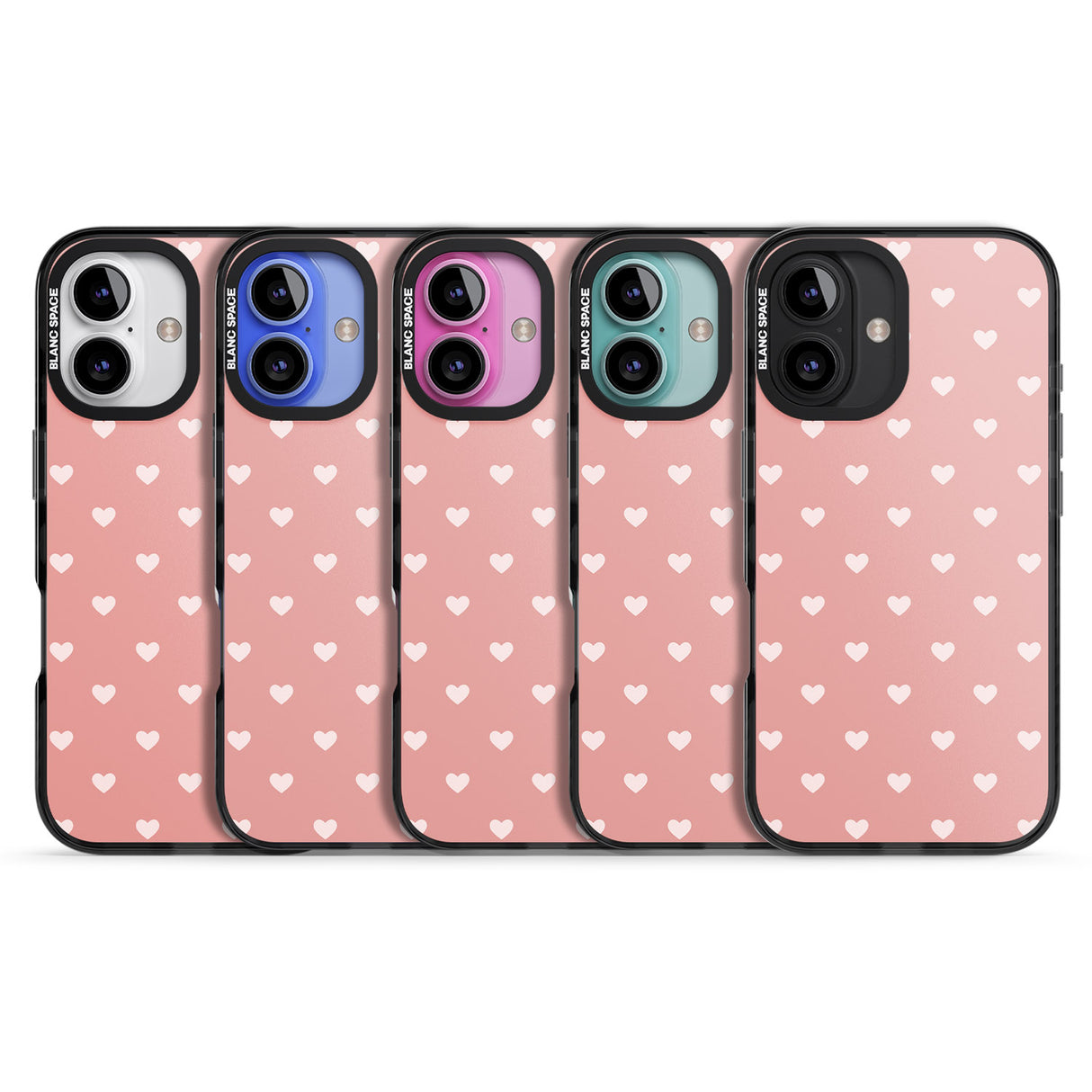 iPhone 16 Pro Max Small Heart Pattern: Pink Black Impact Phone Case