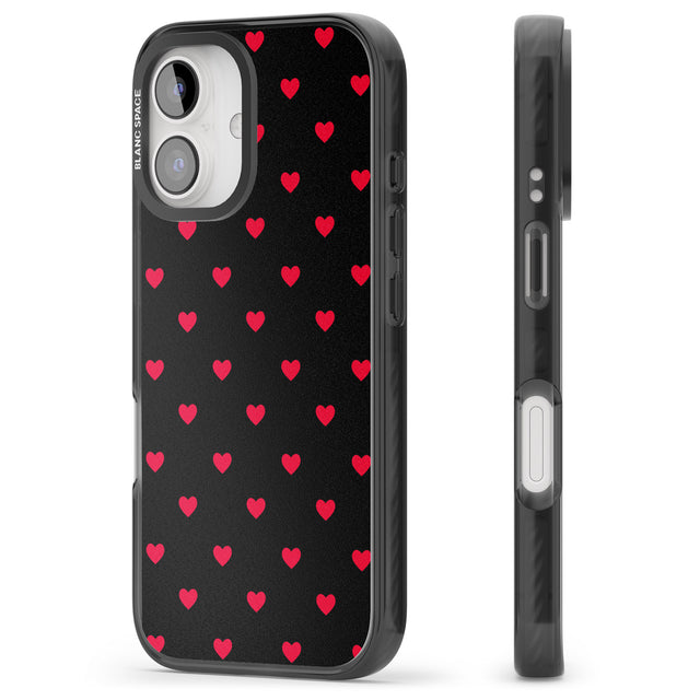 iPhone 16 Pro Max Small Heart Pattern: Red & Black Impact Phone Case