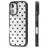 iPhone 16 Pro Max Small Heart Pattern: White & Black Impact Phone Case