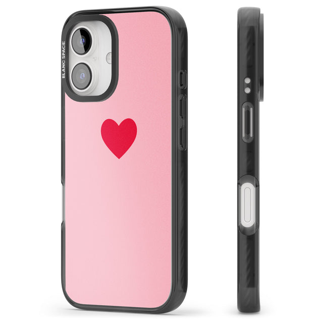 iPhone 16 Pro Max Single Heart Red & Pink Black Impact Phone Case