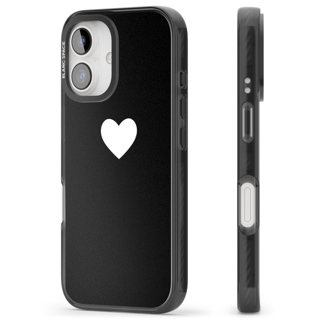 iPhone 16 Pro Max Single Heart Design: White & Black Impact Phone Case