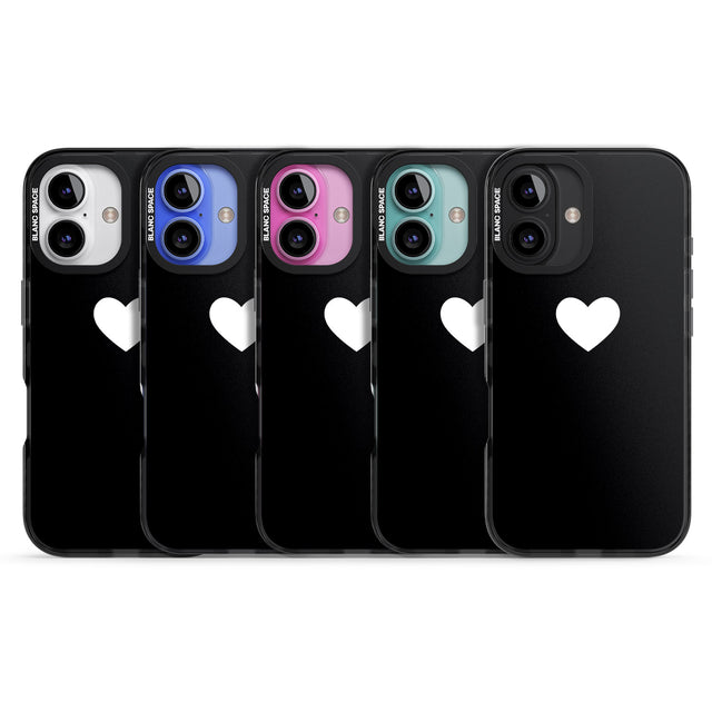 iPhone 16 Pro Max Single Heart Design: White & Black Impact Phone Case