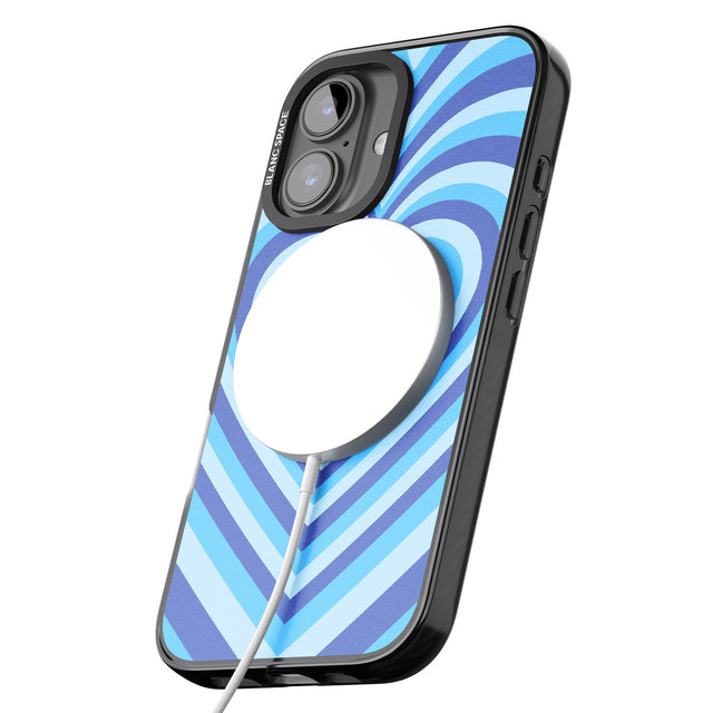 iPhone 16 Pro Max Blue Heart Illusion Black Impact Phone Case