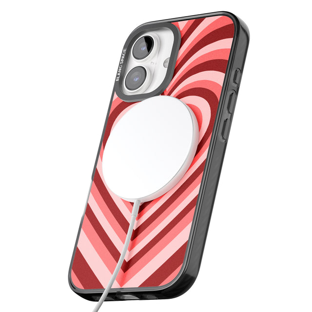 iPhone 16 Pro Max Red Heart Illusion Black Impact Phone Case