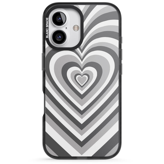 iPhone 16 Pro Max Monochrome Heart Illusion Black Impact Phone Case