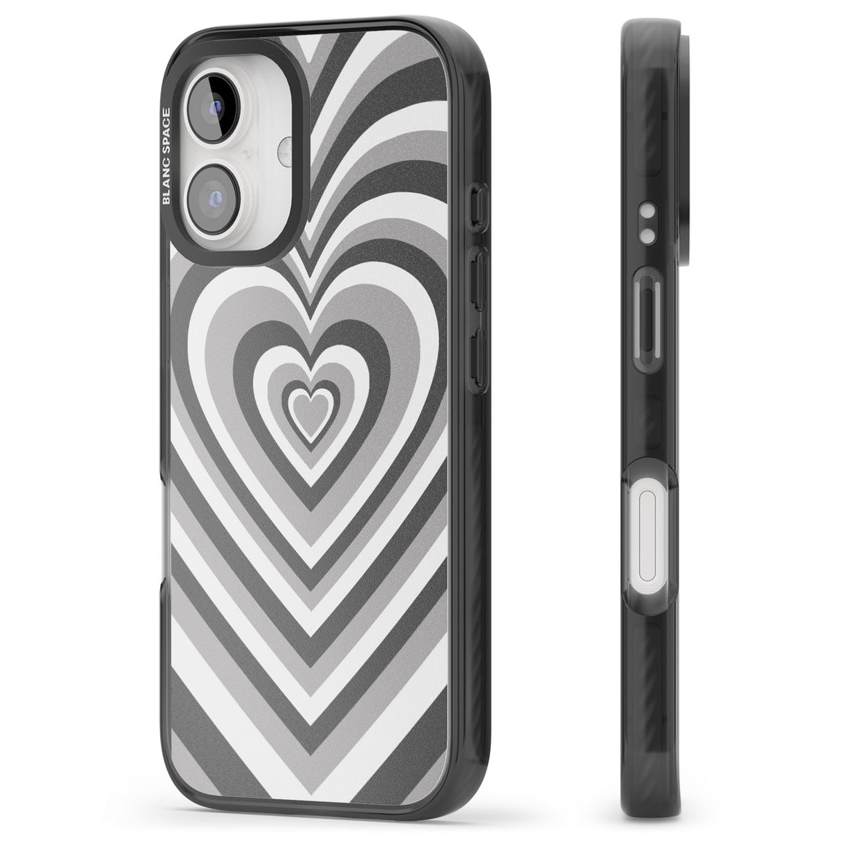 iPhone 16 Pro Max Monochrome Heart Illusion Black Impact Phone Case