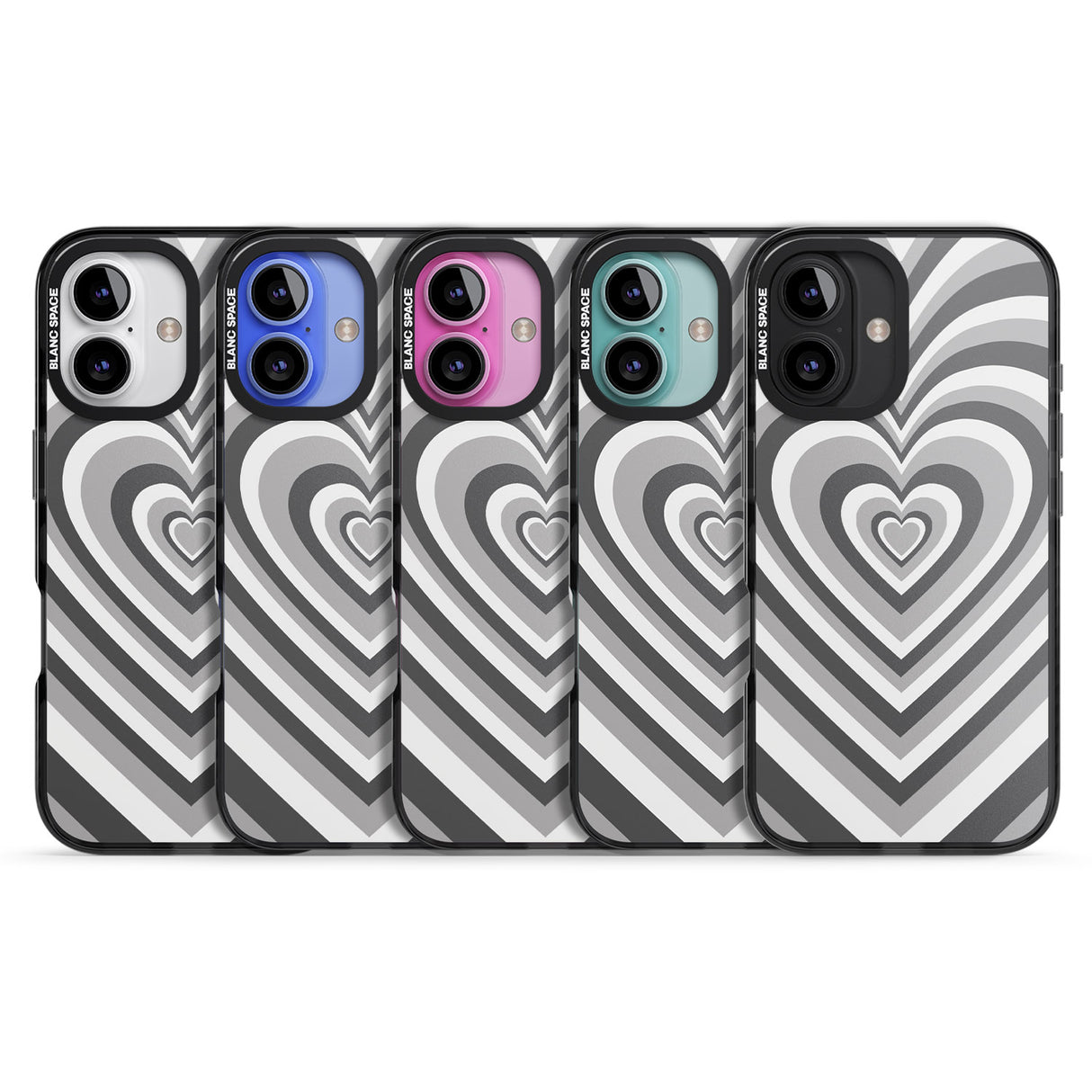 iPhone 16 Pro Max Monochrome Heart Illusion Black Impact Phone Case