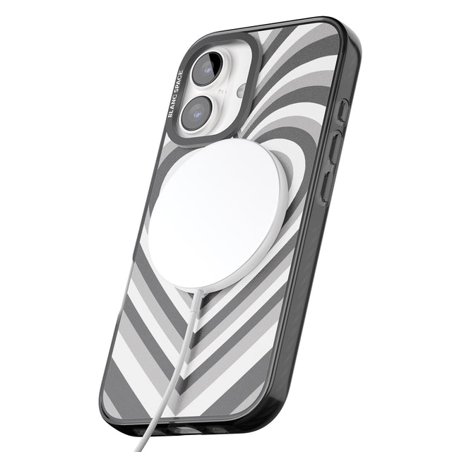 iPhone 16 Pro Max Monochrome Heart Illusion Black Impact Phone Case