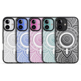 iPhone 16 Pro Max White Henna Flower Wheel Black Impact Phone Case