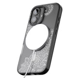 iPhone 16 Pro Max White Henna Botanicals Black Impact Phone Case