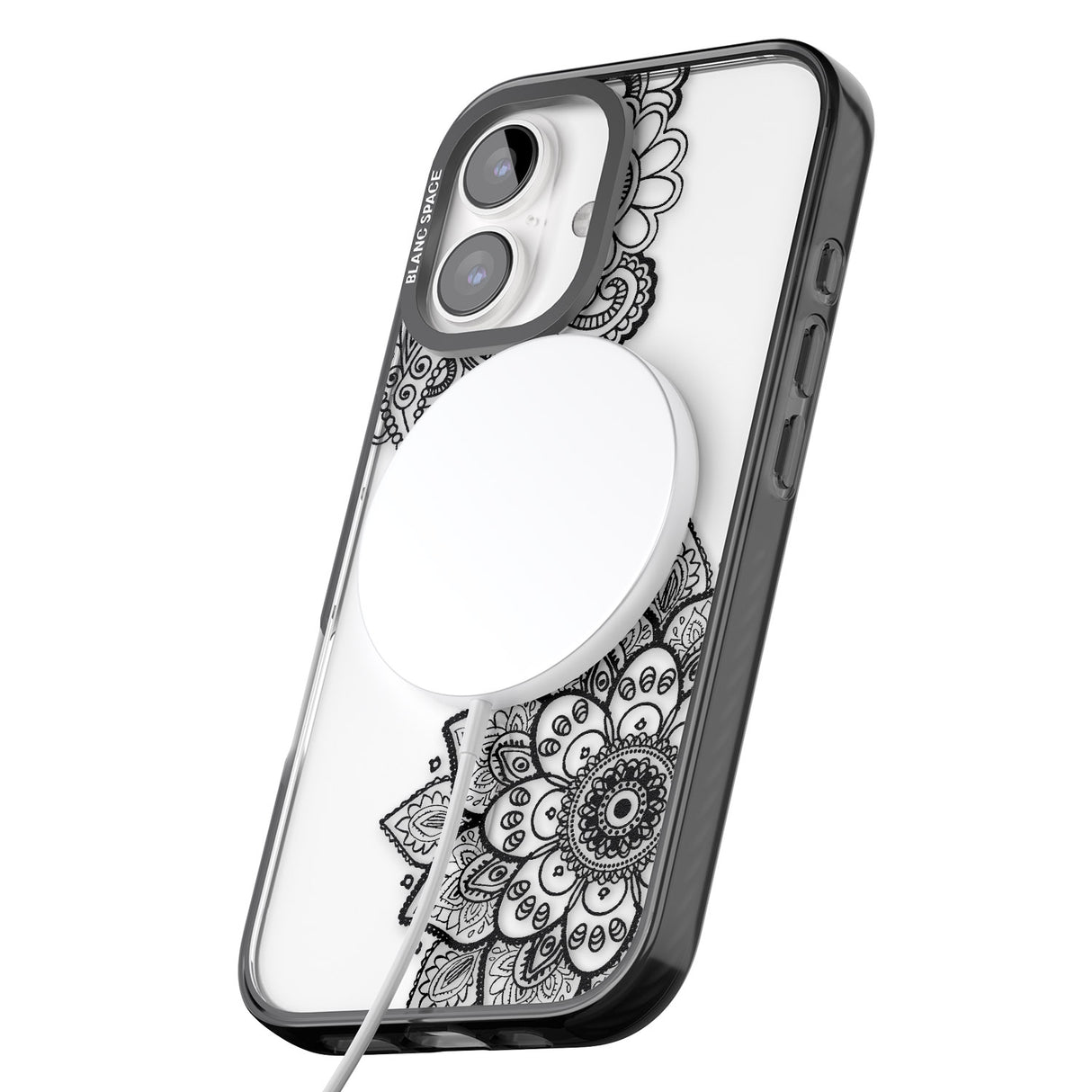 iPhone 16 Pro Max Black Henna Florals Black Impact Phone Case