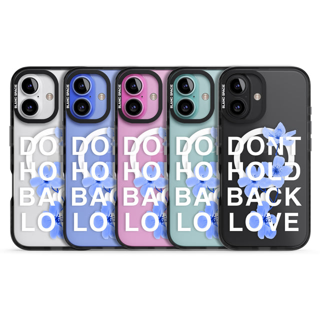 iPhone 16 Pro Max Don't Hold Back Love - Blue & White Black Impact Phone Case