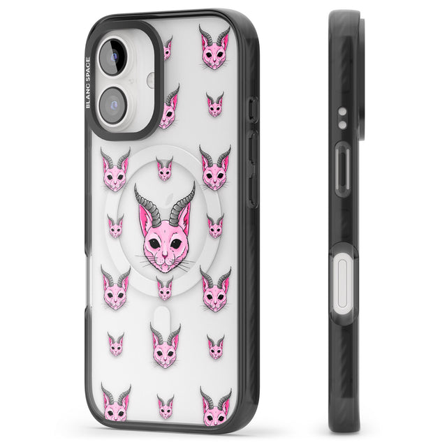 iPhone 16 Pro Max Demon Cat Pattern Black Impact Phone Case