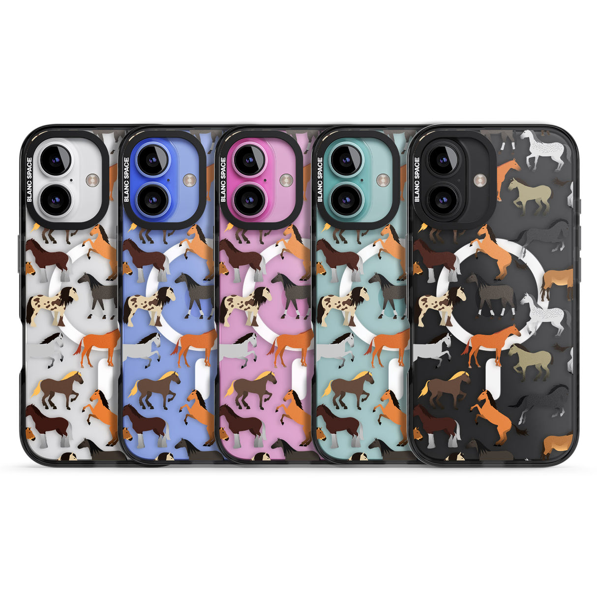 iPhone 16 Pro Max Horse Pattern Black Impact Phone Case