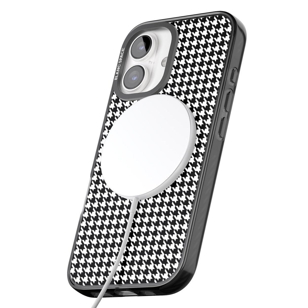 iPhone 16 Pro Max Black Houndstooth Pattern Black Impact Phone Case