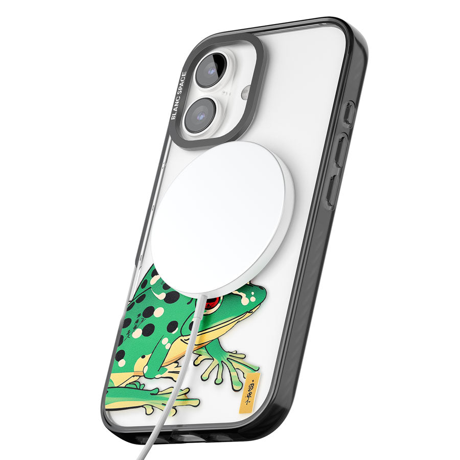 Matsumoto Hoji Frog Green Black Impact Magsafe Phone Case for iPhone 16, iPhone 16 Plus