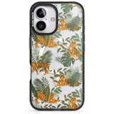 iPhone 16 Pro Max ClearTiger & Fern Jungle Cat Pattern Black Impact Phone Case