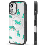 iPhone 16 Pro Max Turquoise Tiger Jungle Cat Pattern Black Impact Phone Case