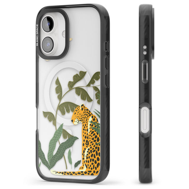 iPhone 16 Pro Max Large Jaguar Clear Jungle Cat Pattern Black Impact Phone Case