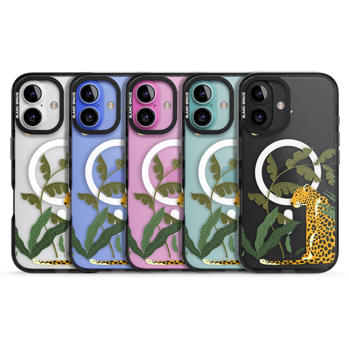 iPhone 16 Pro Max Large Jaguar Clear Jungle Cat Pattern Black Impact Phone Case