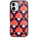 iPhone 16 Pro Max Mushroom Kawaii Pattern Black Impact Phone Case