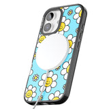 iPhone 16 Pro Max Daisy Faces Kawaii Pattern Black Impact Phone Case