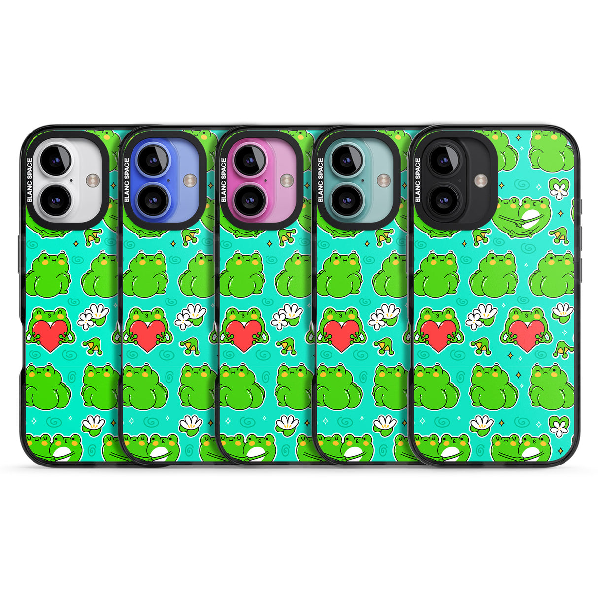 iPhone 16 Pro Max Frog Booty Kawaii Pattern Black Impact Phone Case