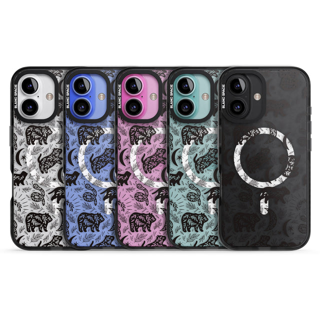 iPhone 16 Pro Max Leafy Bears Black Impact Phone Case