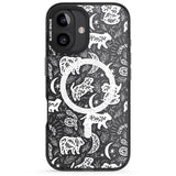 iPhone 16 Pro Max Forest Animal Silhouettes: White/Clear Black Impact Phone Case