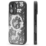 iPhone 16 Pro Max Forest Animal Silhouettes: White/Clear Black Impact Phone Case