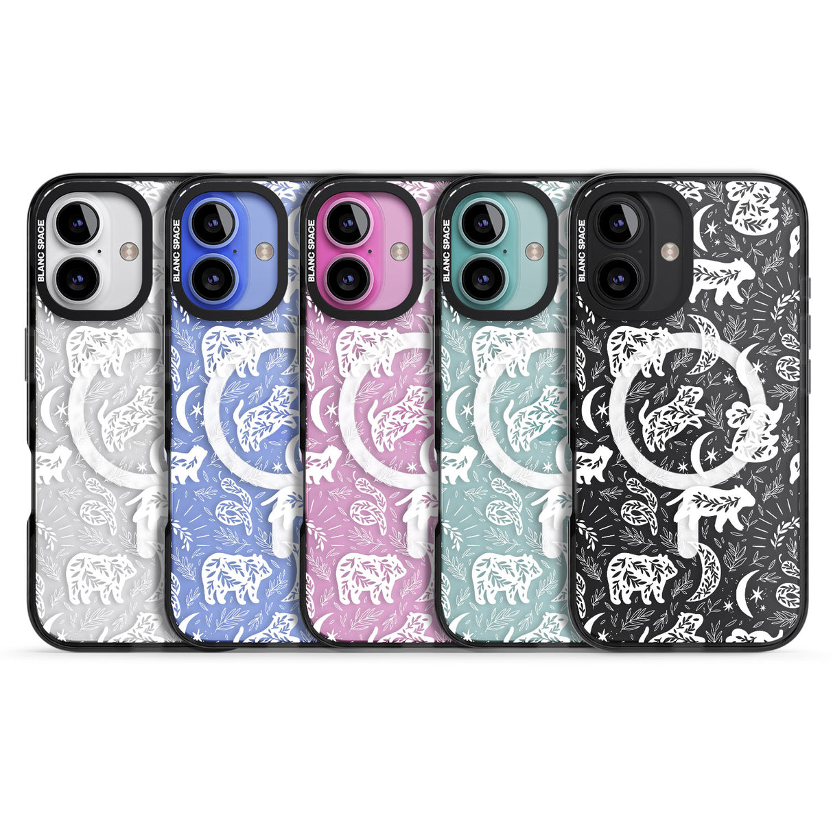 iPhone 16 Pro Max Forest Animal Silhouettes: White/Clear Black Impact Phone Case