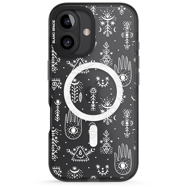 iPhone 16 Pro Max Black Tribal Palms Black Impact Phone Case