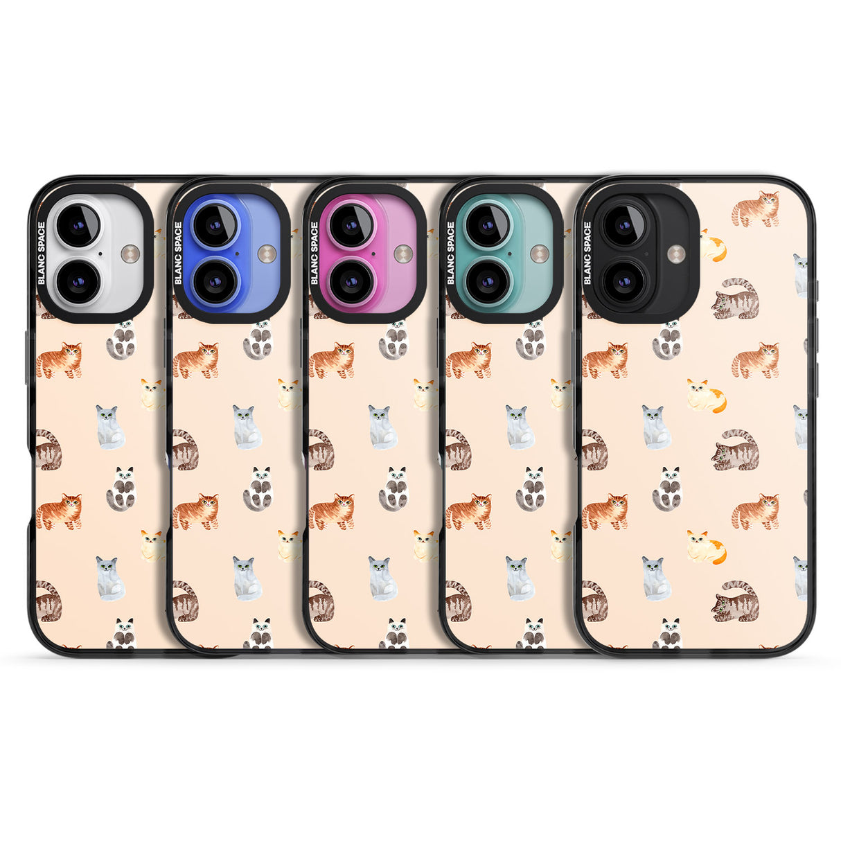 iPhone 16 Pro Max Cute Cat Pattern Black Impact Phone Case