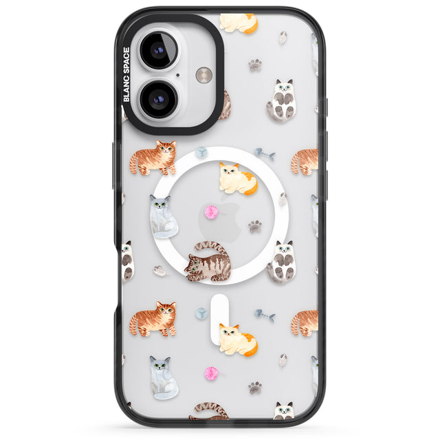 iPhone 16 Pro Max Cats with Toys - Clear Black Impact Phone Case