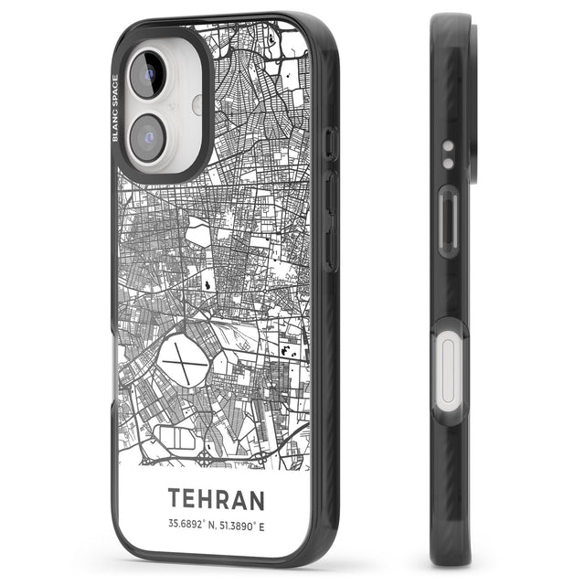 iPhone 16 Pro Max Map of Tehran, Iran Black Impact Phone Case