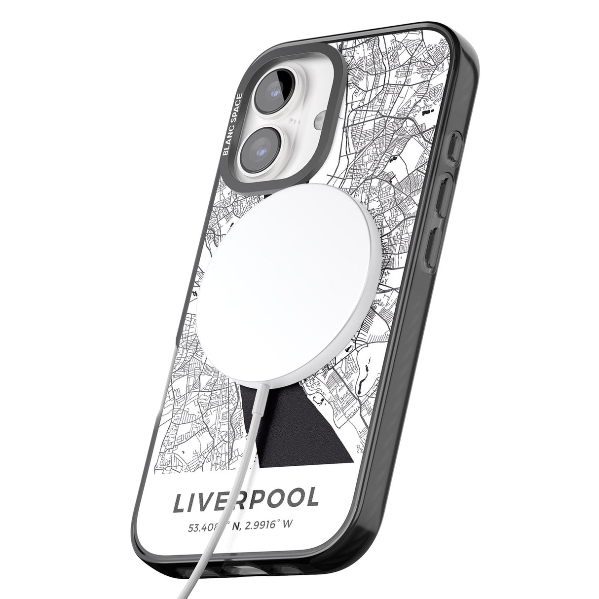 iPhone 16 Pro Max Map of Liverpool, England Black Impact Phone Case