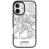 iPhone 16 Pro Max Map of Leeds, England Black Impact Phone Case