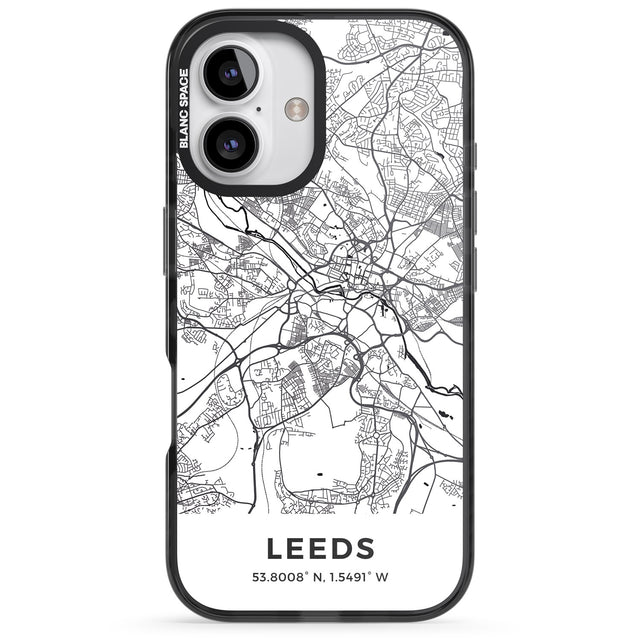 iPhone 16 Pro Max Map of Leeds, England Black Impact Phone Case