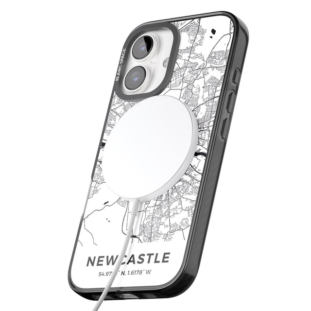 iPhone 16 Pro Max Map of Newcastle, England Black Impact Phone Case