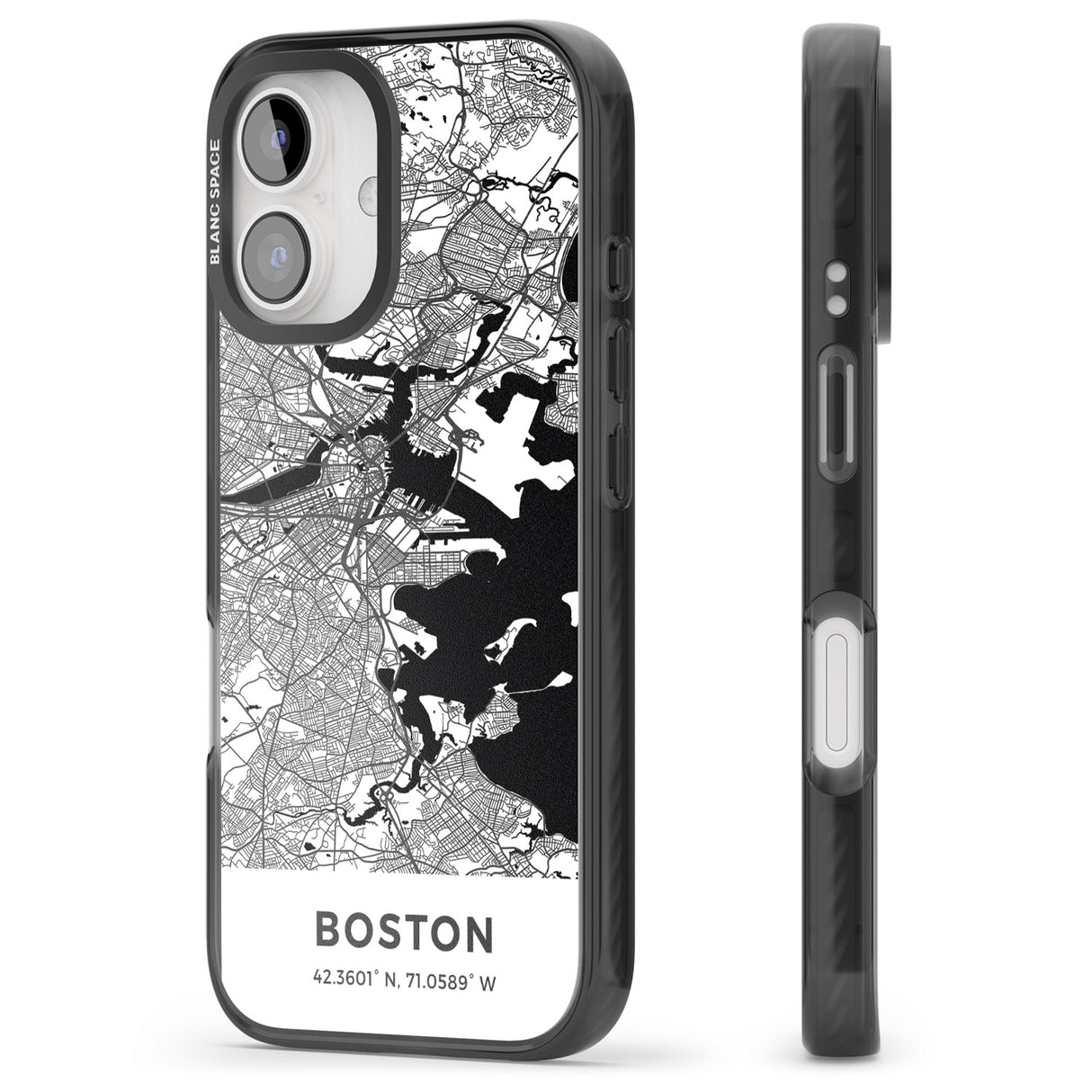 iPhone 16 Pro Max Map of Boston, Massachusetts Black Impact Phone Case