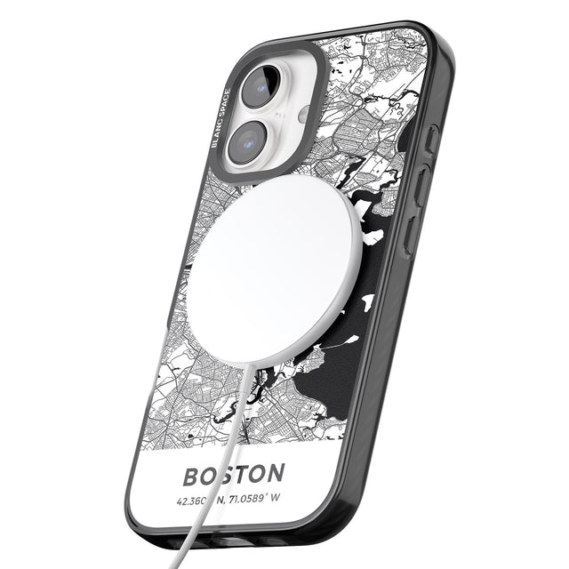 iPhone 16 Pro Max Map of Boston, Massachusetts Black Impact Phone Case