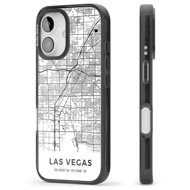 iPhone 16 Pro Max Map of Las Vegas, Nevada Black Impact Phone Case