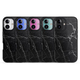 iPhone 16 Pro Max Bold Black Marble with White Texture Black Impact Phone Case