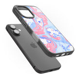 iPhone 16 Pro Max Pink, Blue & White Marbled Paper Pattern Black Impact Phone Case