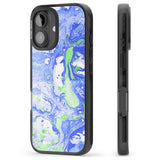 iPhone 16 Pro Max Dark Blue & Green Marbled Paper Pattern Black Impact Phone Case