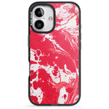 iPhone 16 Pro Max Red & White - Marbled Paper Black Impact Phone Case