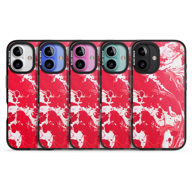 iPhone 16 Pro Max Red & White - Marbled Paper Black Impact Phone Case