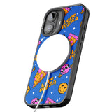 iPhone 16 Pro Max Psychedelic Love Pizza Pattern Black Impact Phone Case